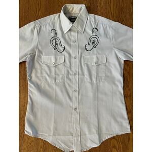 Men's Short Sleeve Western Shirt Embroidered Yoke: Large 16.5